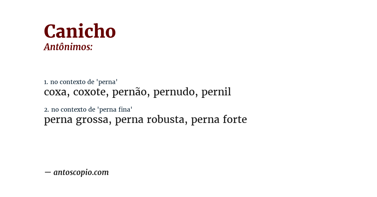 Antônimo de canicho