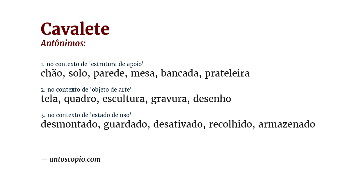 Antônimo de cavalete