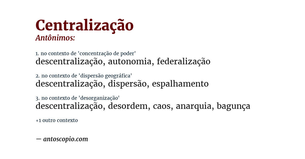 Antônimo de centralização