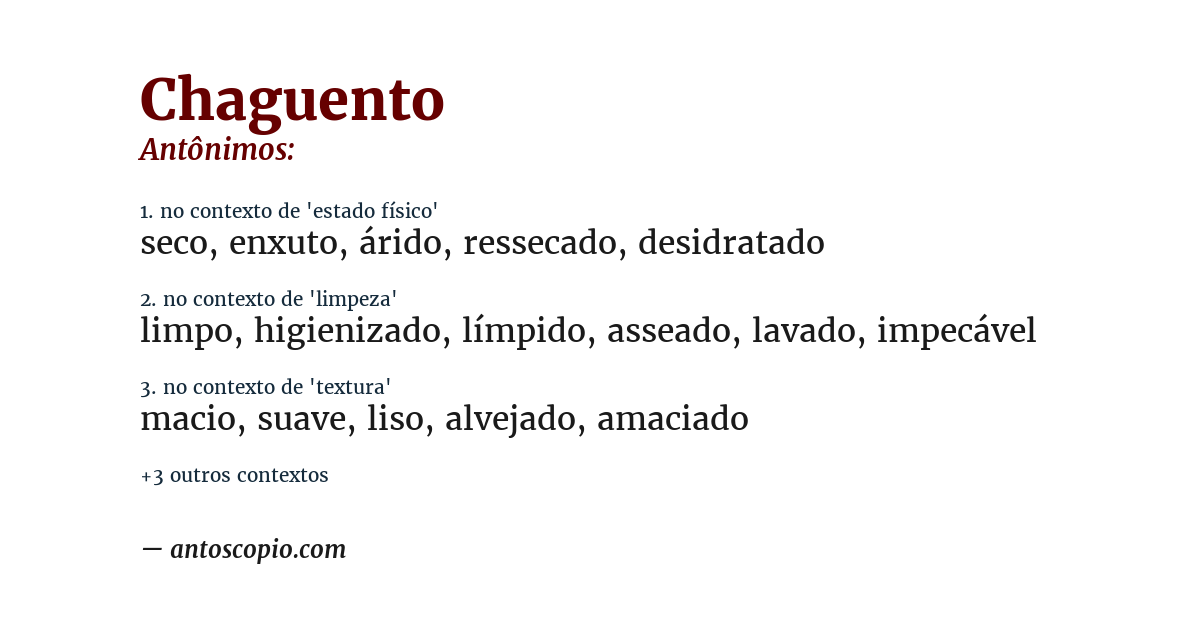 Antônimo de chaguento