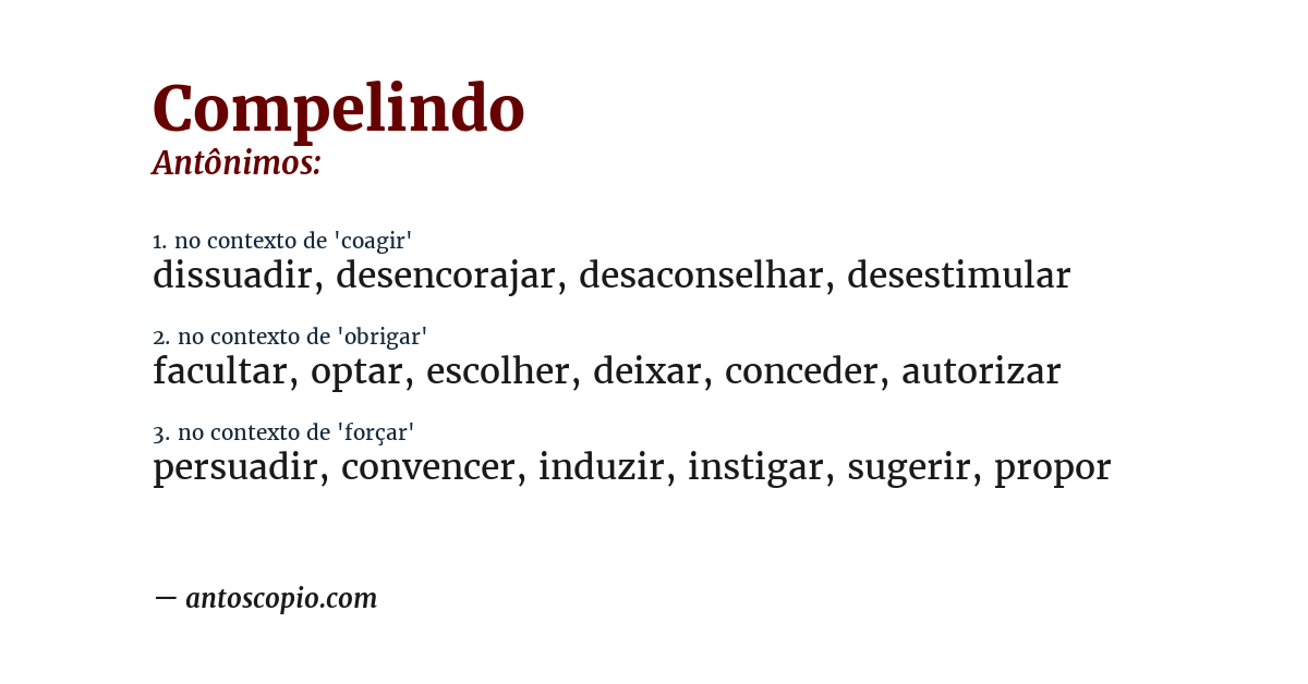 Antônimo de compelindo