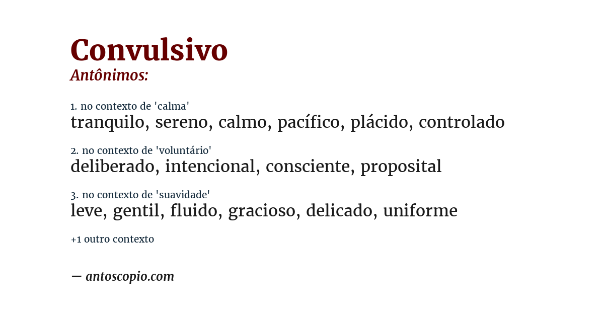 Antônimo de convulsivo