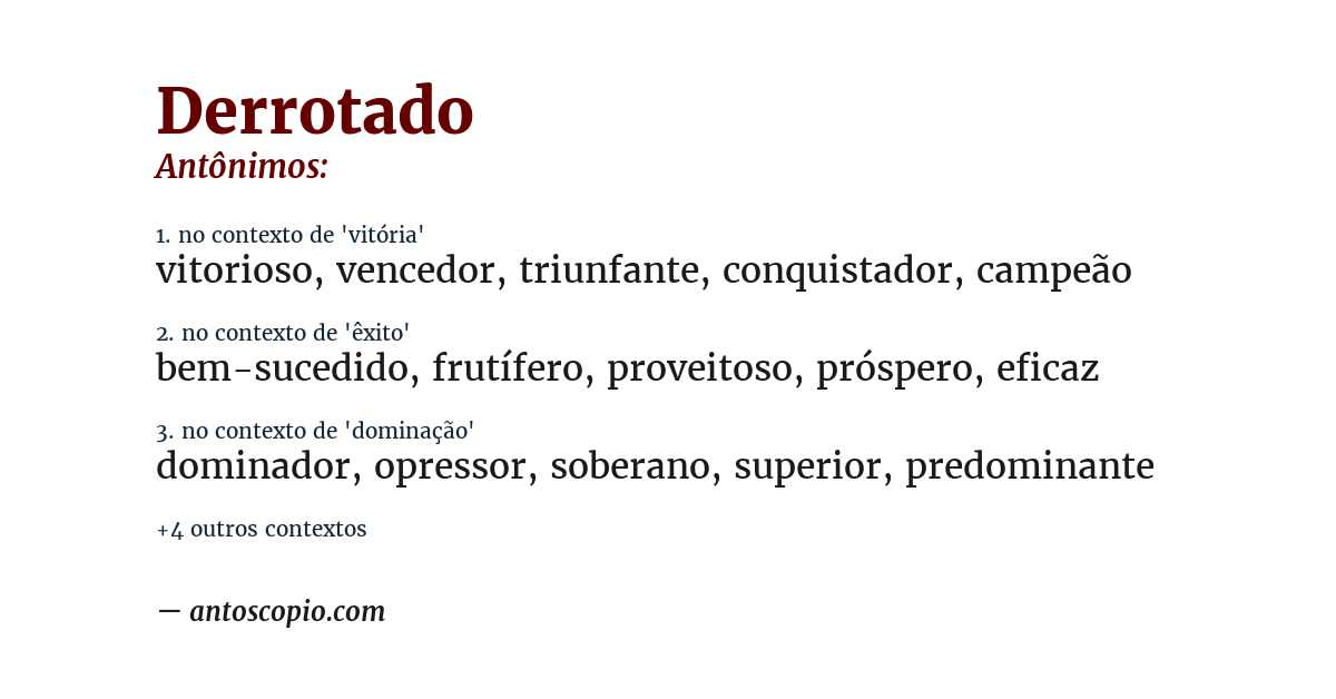 Antônimo de derrotado