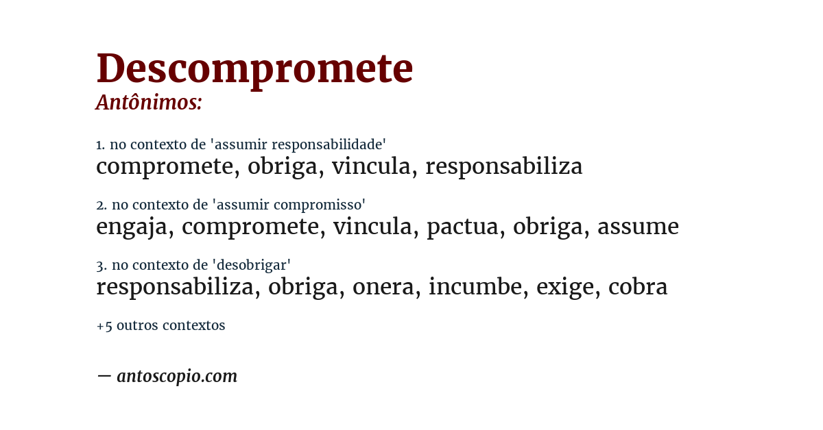 Antônimo de descompromete
