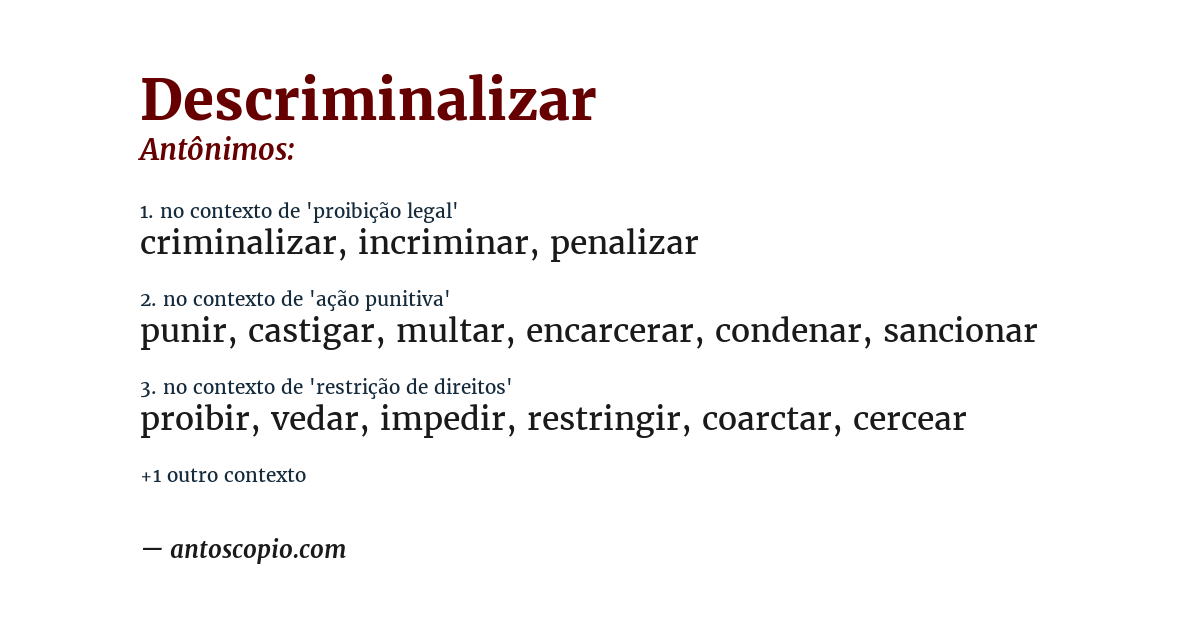Antônimo de descriminalizar