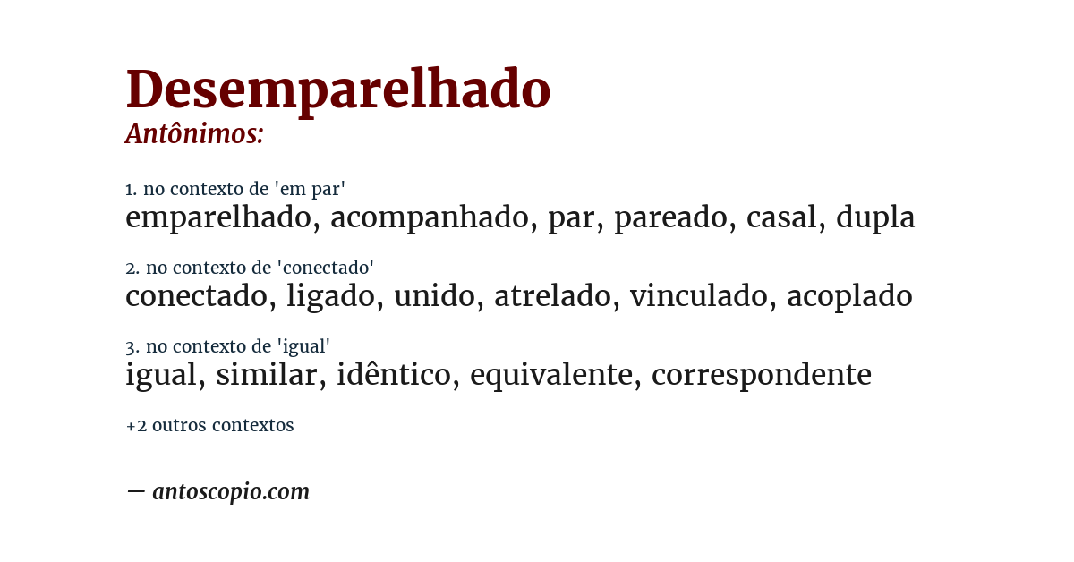 Antônimo de desemparelhado