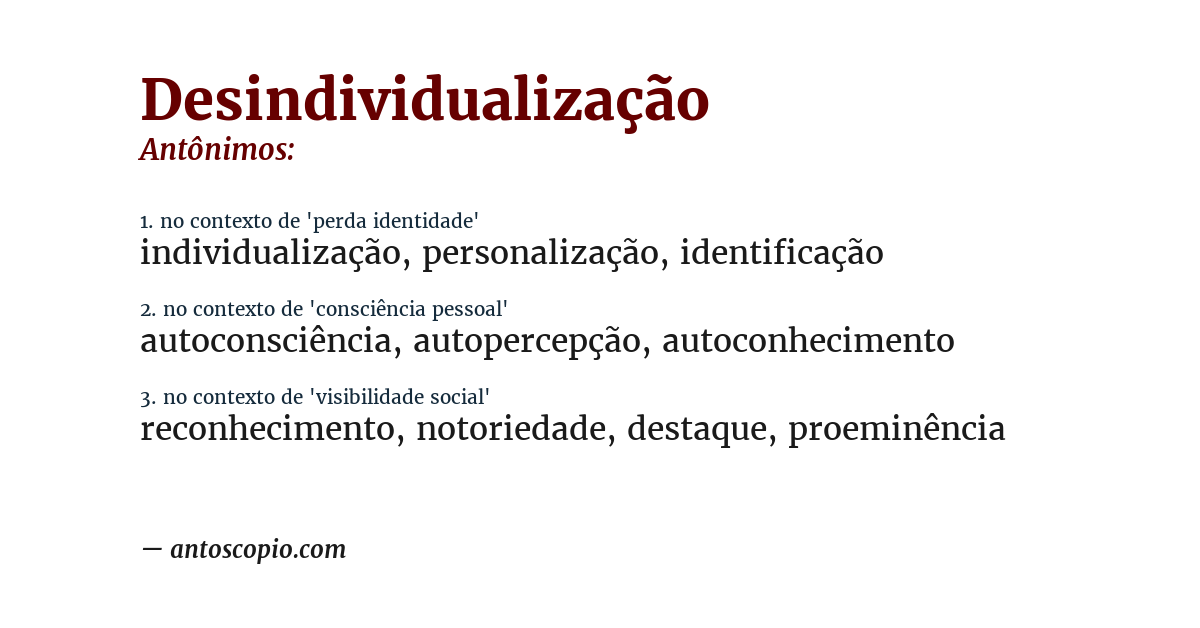 Antônimo de desindividualização