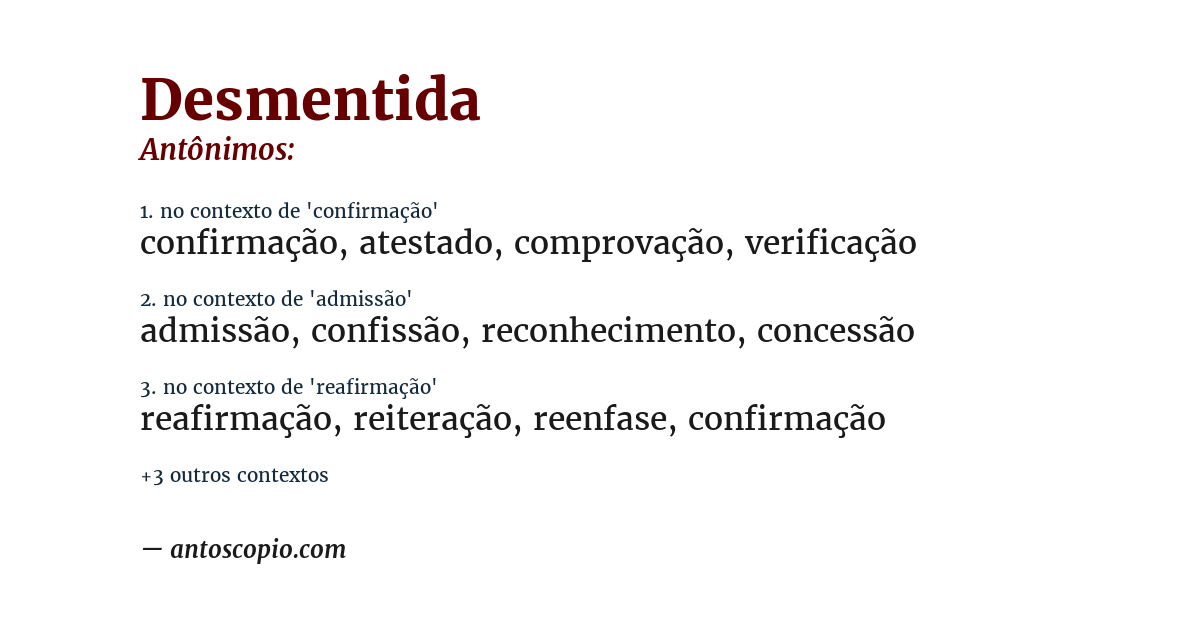 Antônimo de desmentida