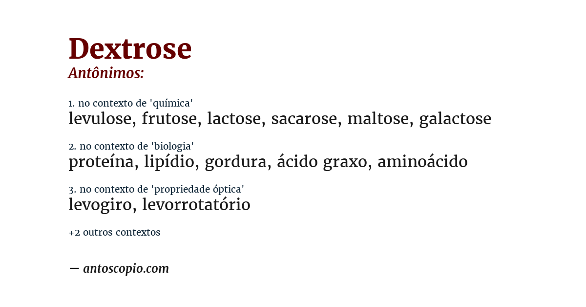 Antônimo de dextrose