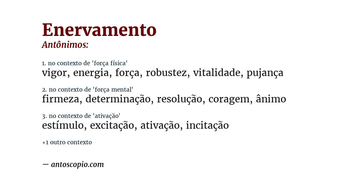 Antônimo de enervamento