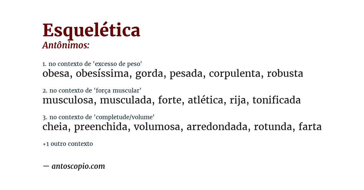 Antônimo de esquelética