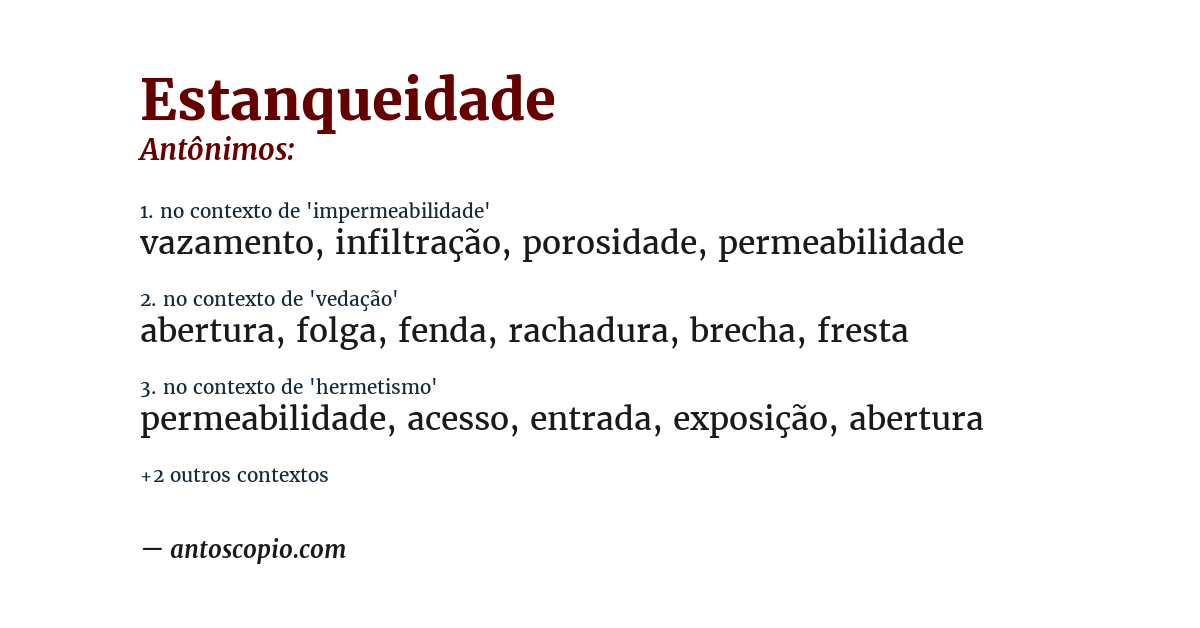 Antônimo de estanqueidade