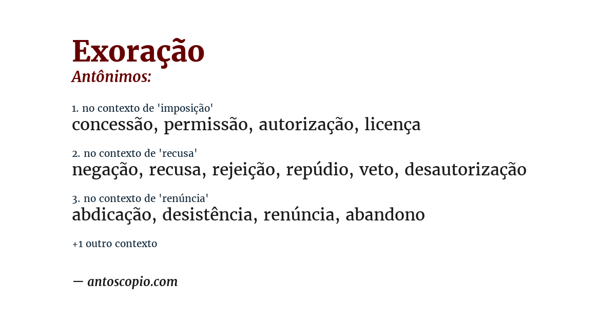 Antônimo de exoração