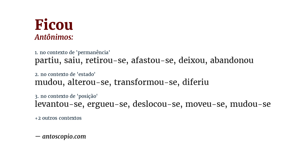 Antônimo de ficou