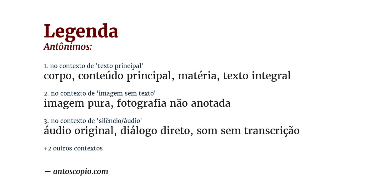 Antônimo de legenda