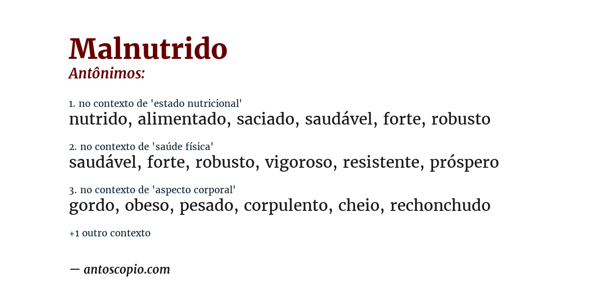 Antônimo de malnutrido