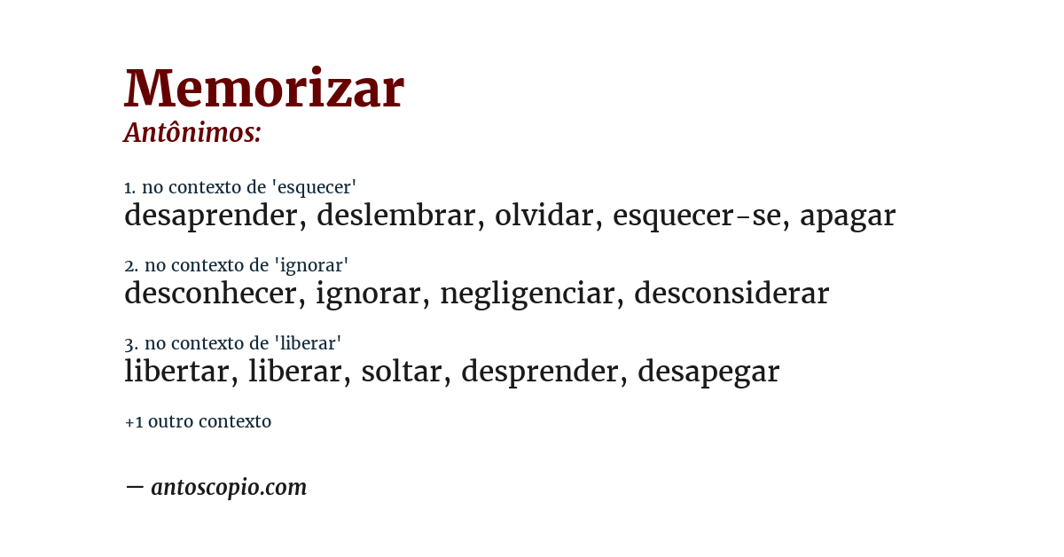 Antônimo de memorizar