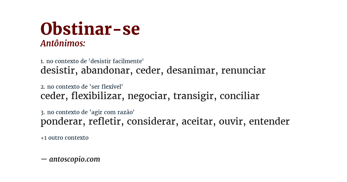 Antônimo de obstinar-se