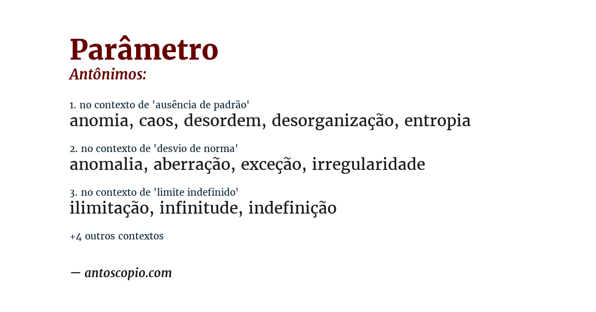 Antônimo de parâmetro