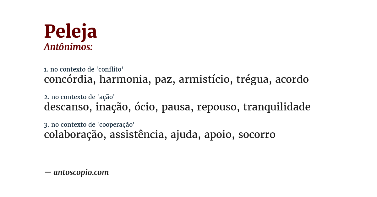 Antônimo de peleja