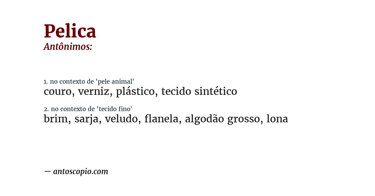 Antônimo de pelica