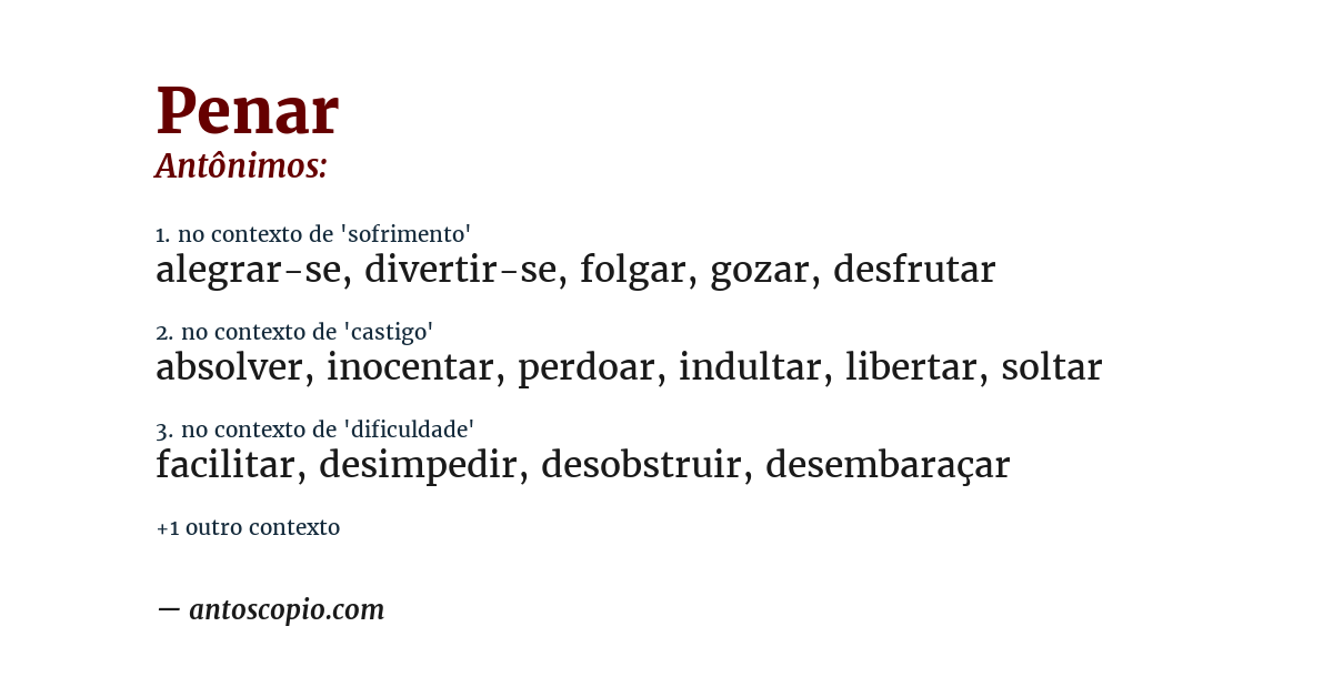 Antônimo de penar