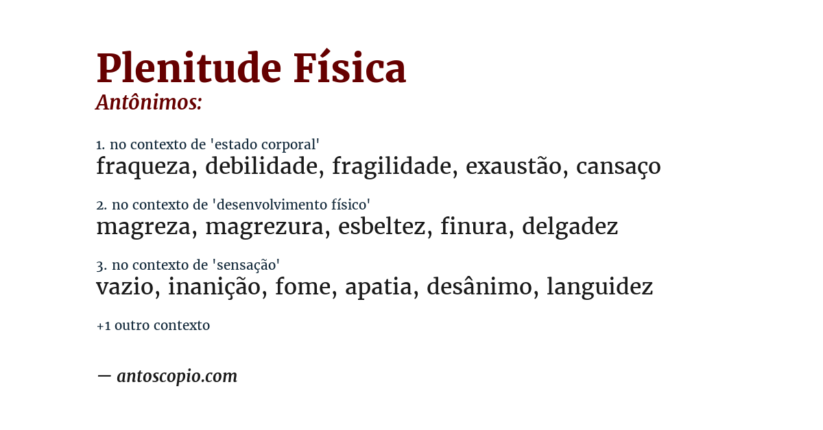 Antônimo de plenitude física