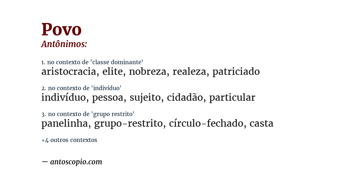 Antônimo de povo