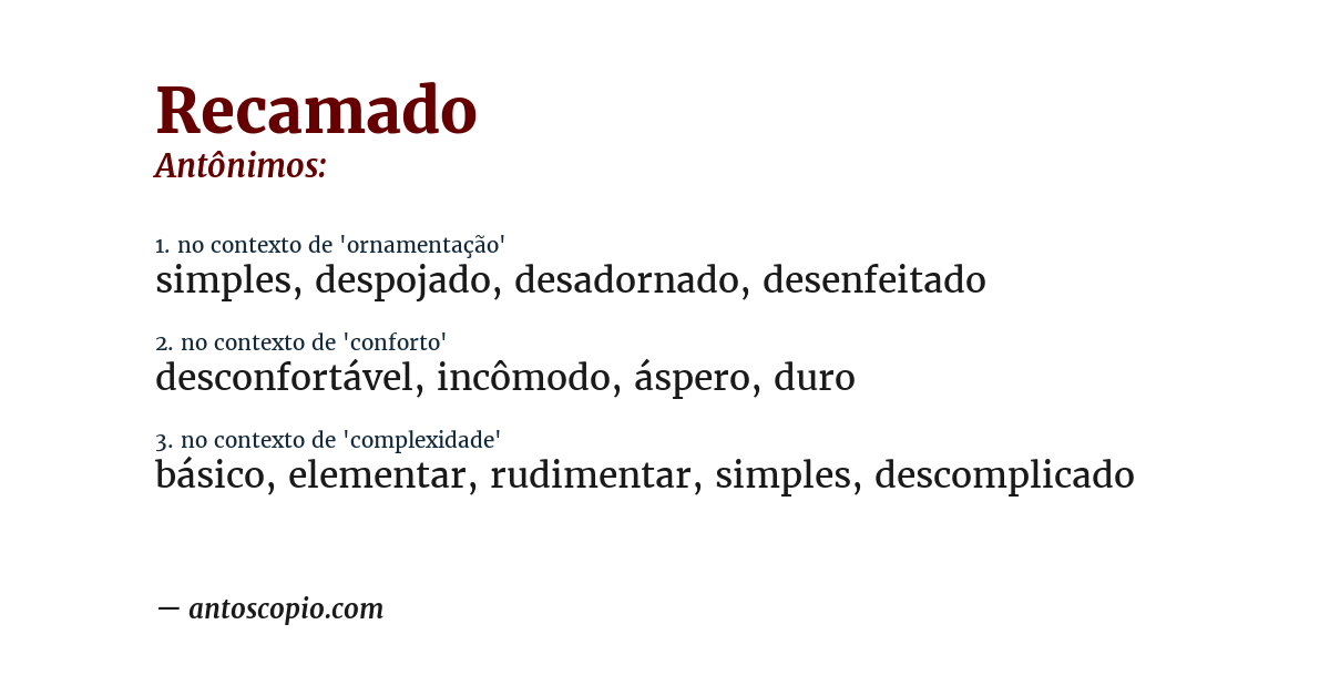 Antônimo de recamado