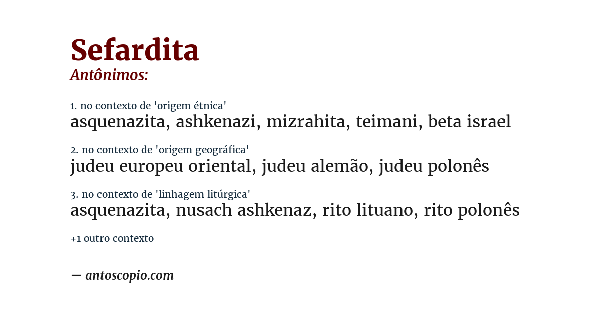 Antônimo de sefardita