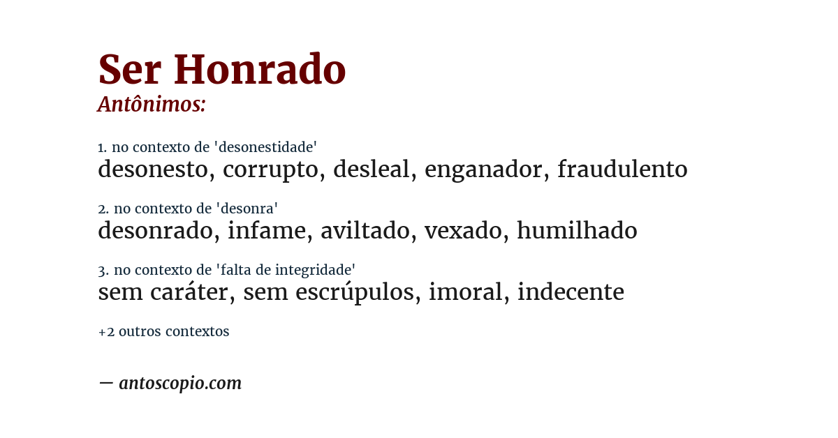 Antônimo de ser honrado
