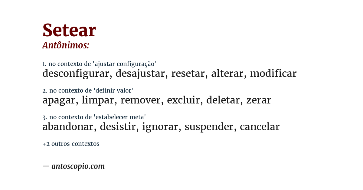 Antônimo de setear