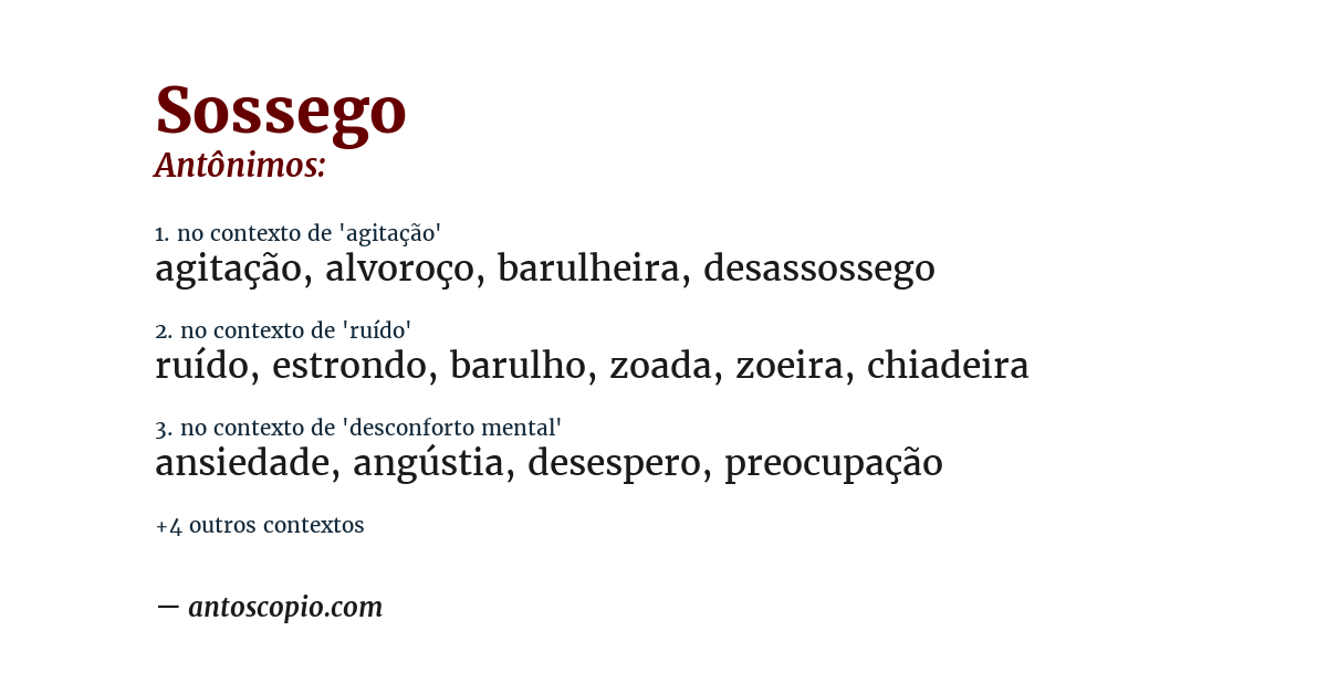 Antônimo de sossego