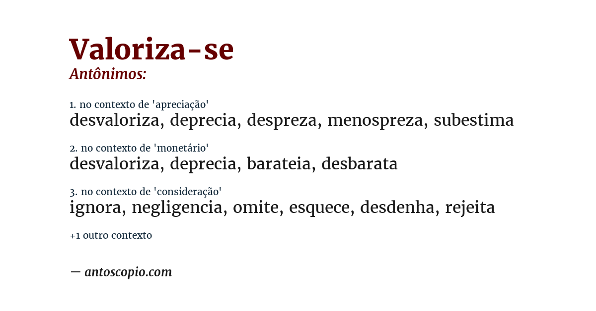 Antônimo de valoriza-se