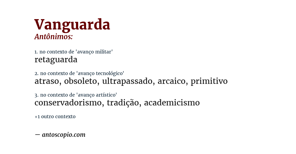 Antônimo de vanguarda
