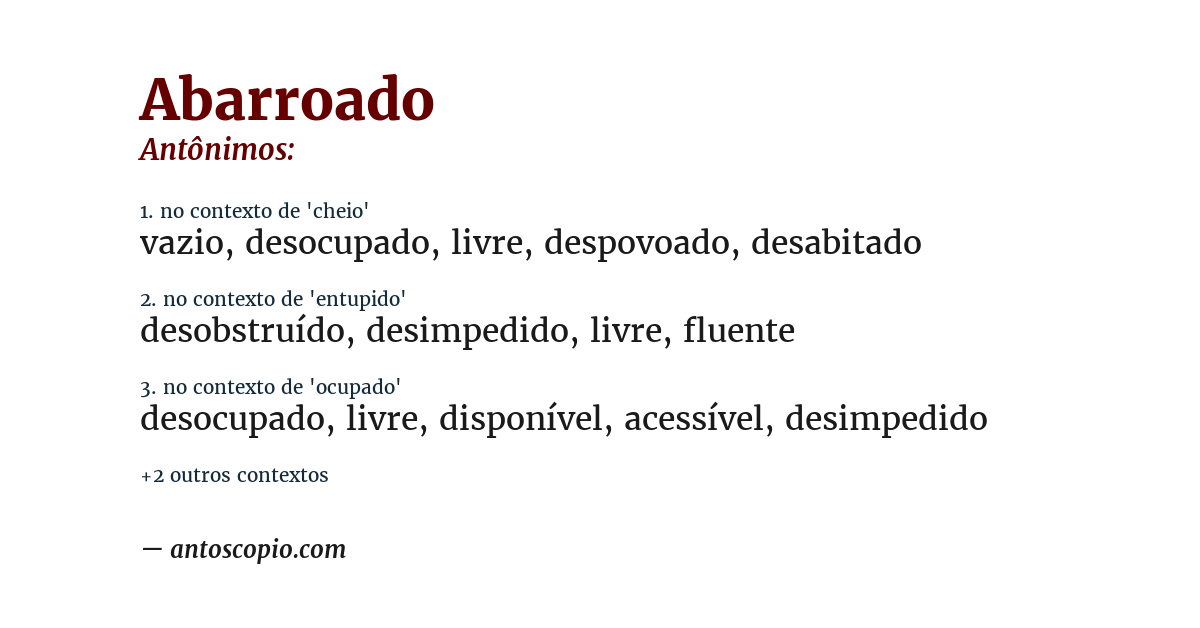 Antônimo de abarroado