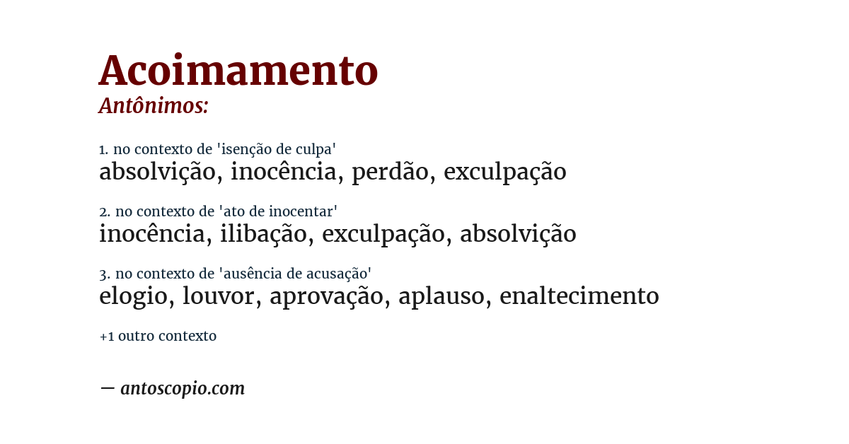 Antônimo de acoimamento