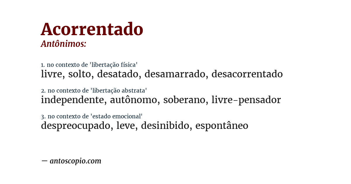 Antônimo de acorrentado