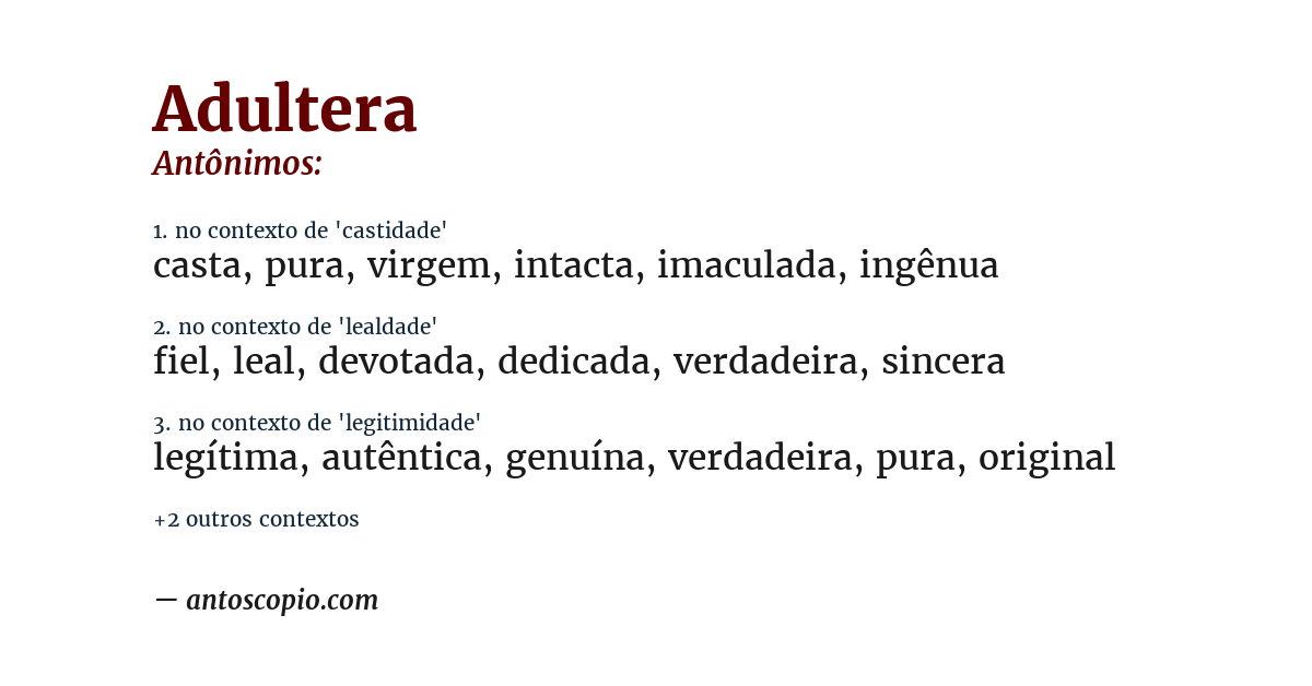 Antônimo de adultera