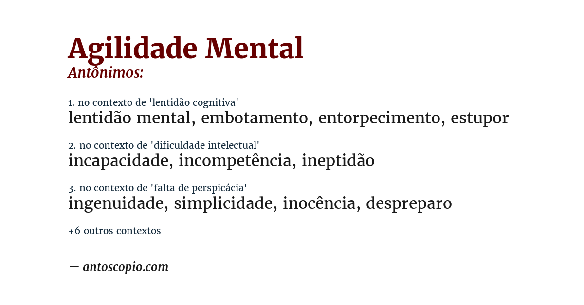 Antônimo de agilidade mental