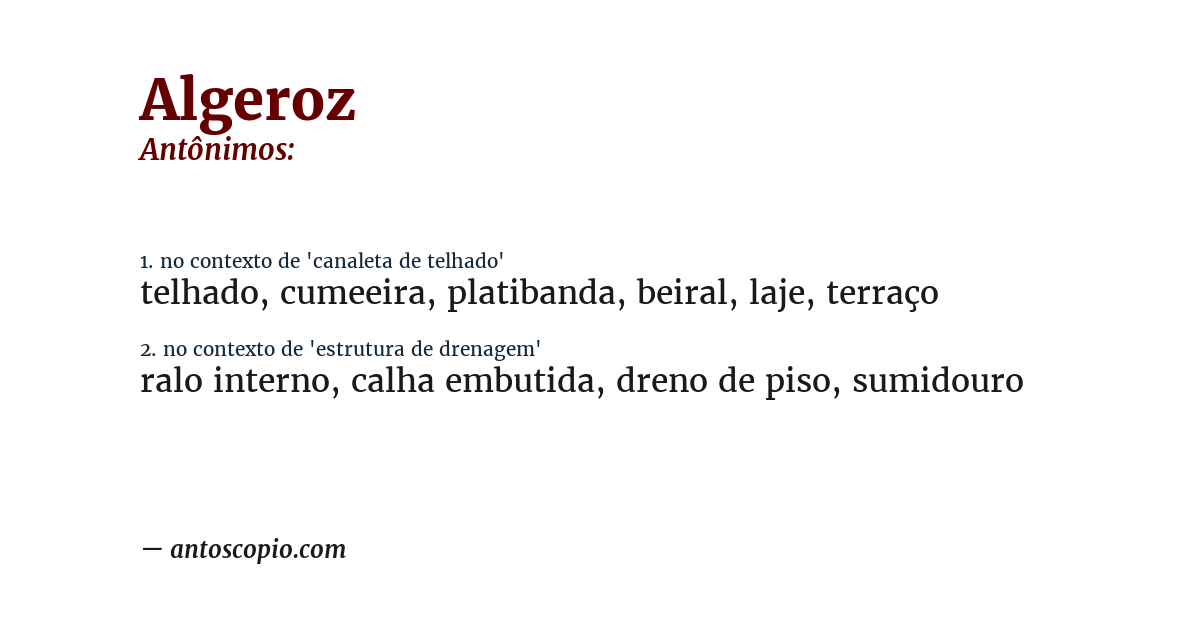 Antônimo de algeroz