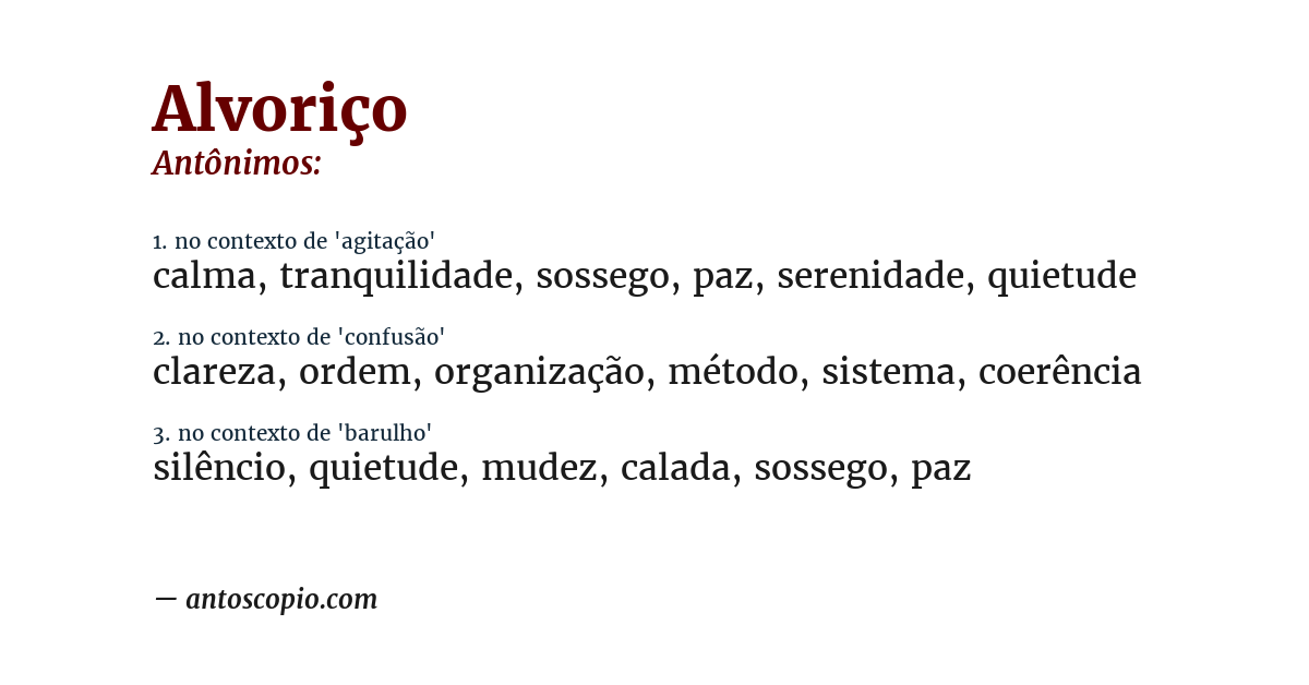 Antônimo de alvoriço
