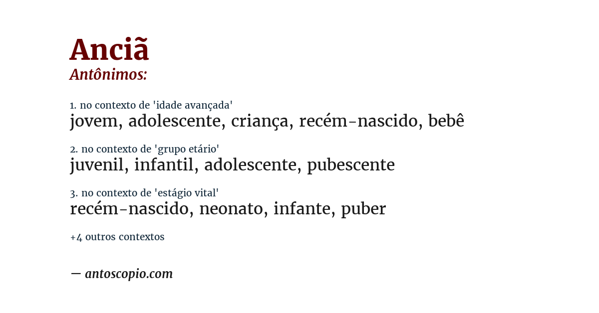Antônimo de anciã
