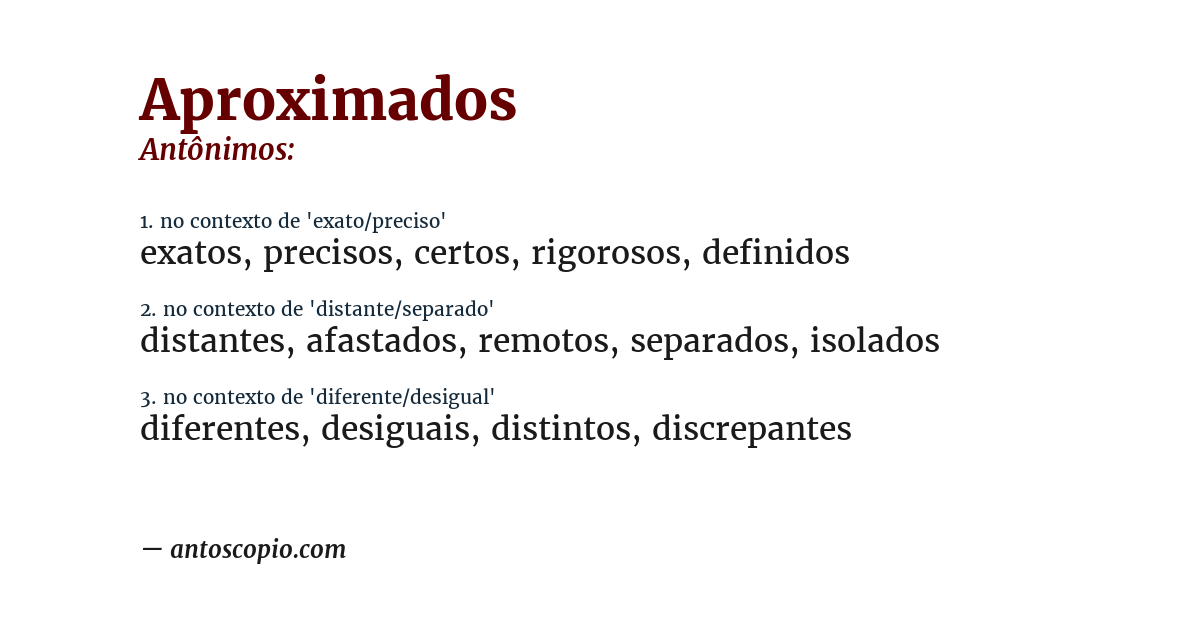 Antônimo de aproximados