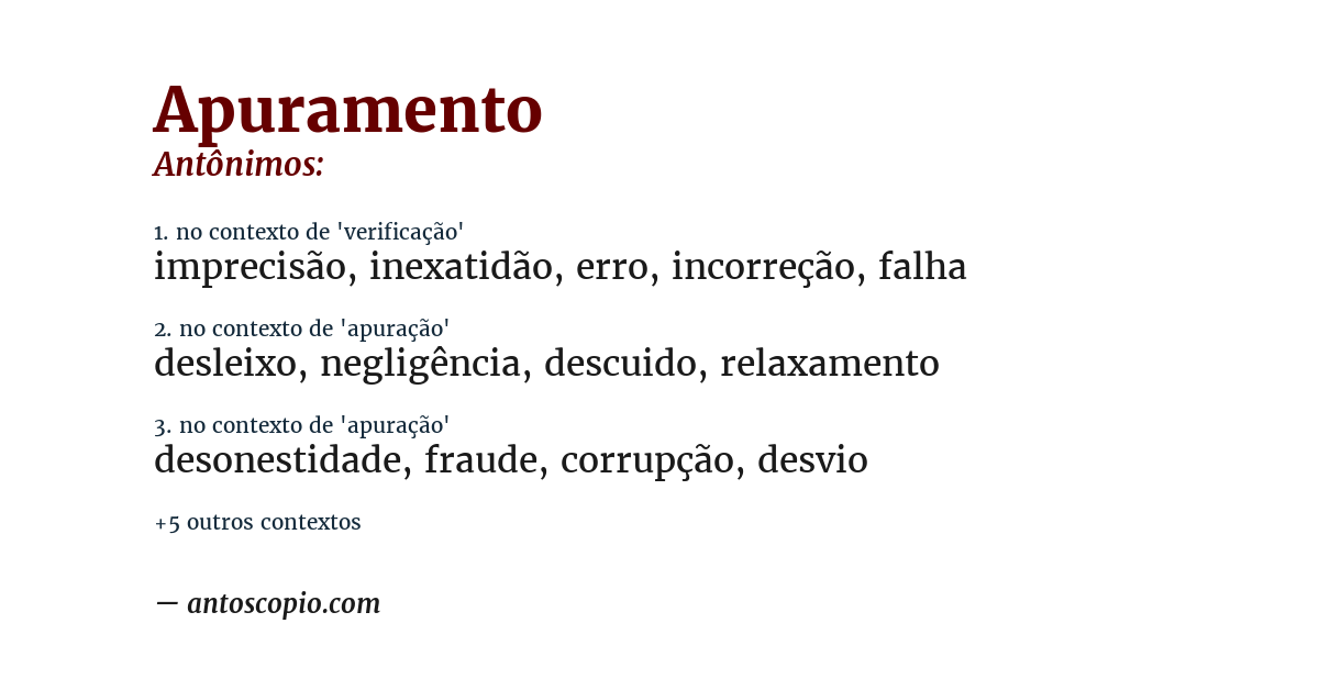 Antônimo de apuramento