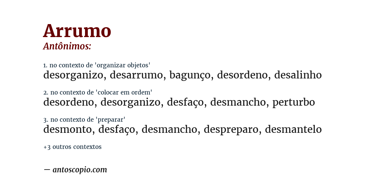 Antônimo de arrumo
