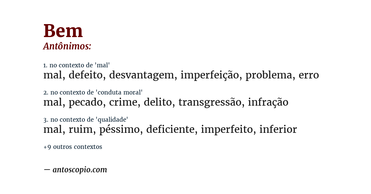 Antônimo de bem