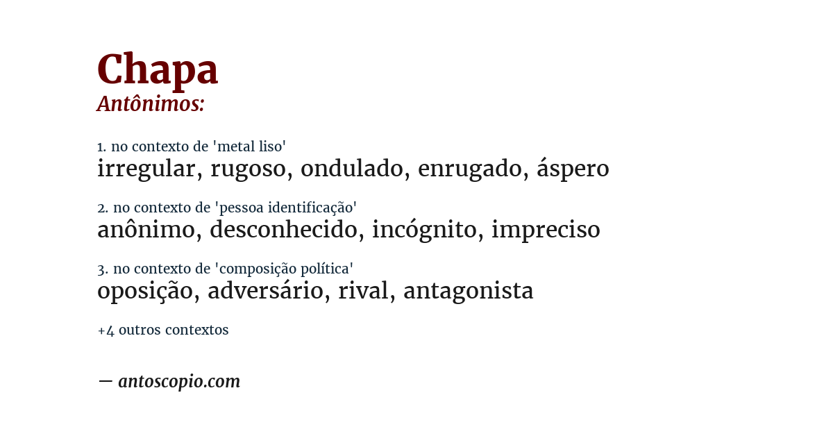 Antônimo de chapa
