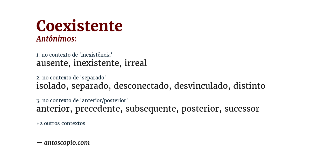 Antônimo de coexistente