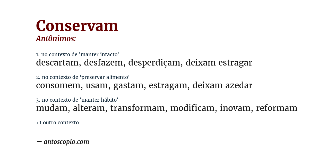 Antônimo de conservam